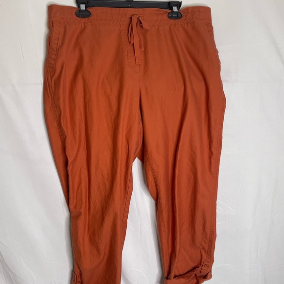 Talbots Size 16W Pull On Drawstring Pants Cuff Hem Orange 4390 - Picture 11 of 12